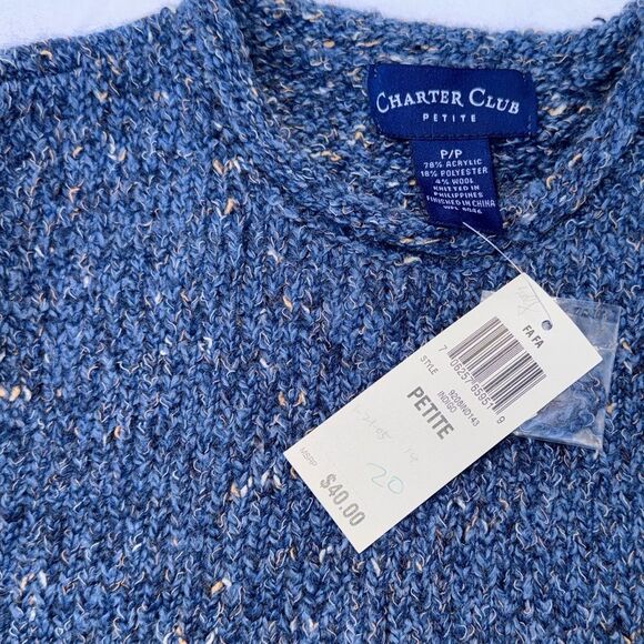 Vintage Charter Club Blue Crew Neck Sweater Size PP - Picture 3 of 10
